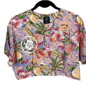 LF The Brand Tropical Floral Crop Top‎ Pink S